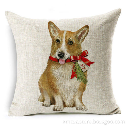 Christmas Santa Claus Cotton Linen Gift Cushion Cover